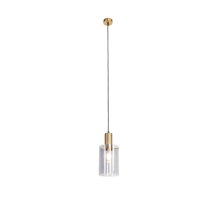 QAZQA Vintage hanglamp messing met smoke glas - Vidra
