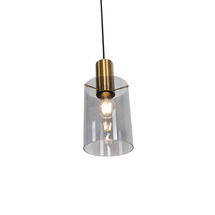 QAZQA Vintage hanglamp messing met smoke glas - Vidra