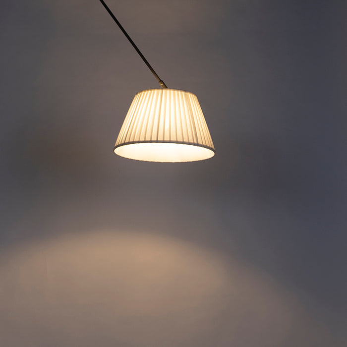 QAZQA Hanglamp zwart met plisse kap 35cm crème - Blitz