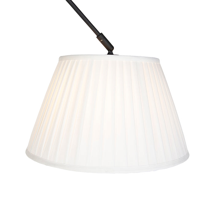 QAZQA Hanglamp zwart met plisse kap 35cm crème - Blitz
