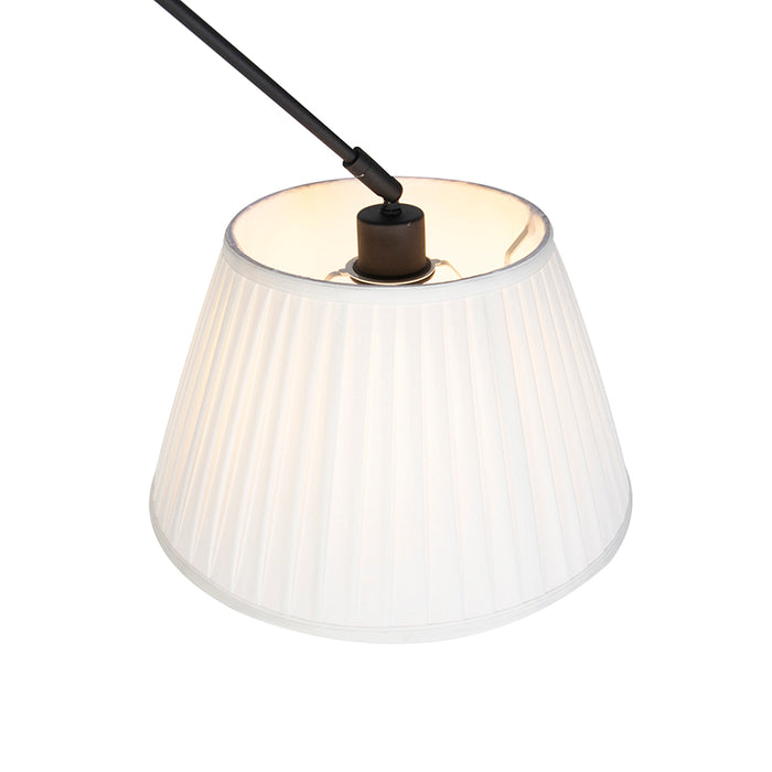 QAZQA Hanglamp zwart met plisse kap 35cm crème - Blitz