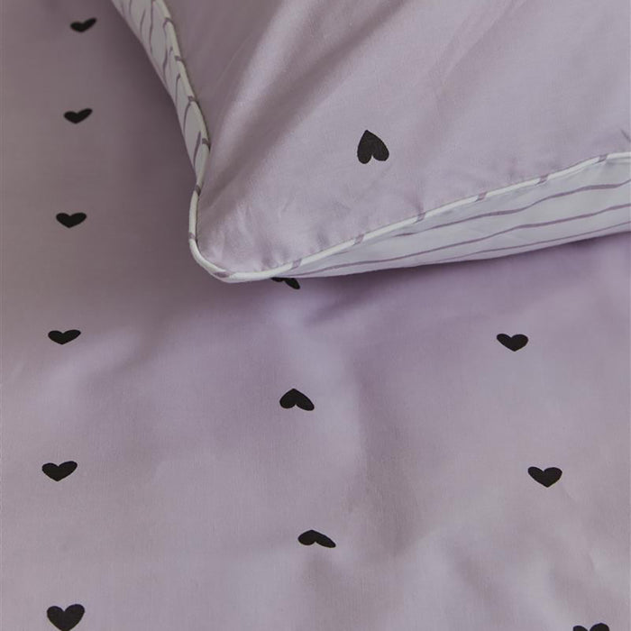 vtwonen Striped Hearts Dekbedovertrek 200 x 200/220 cm - Lila