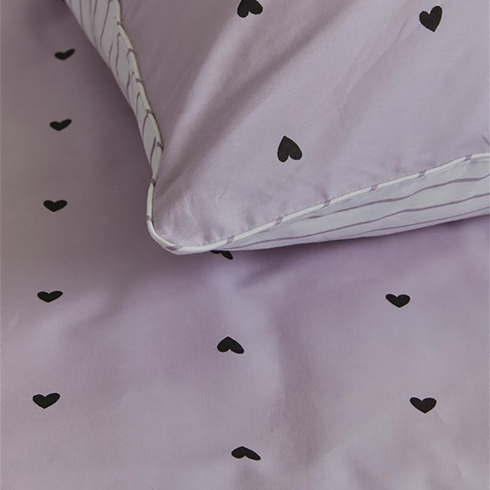 vtwonen Striped Hearts Dekbedovertrek 260 x 200/220 cm - Lila