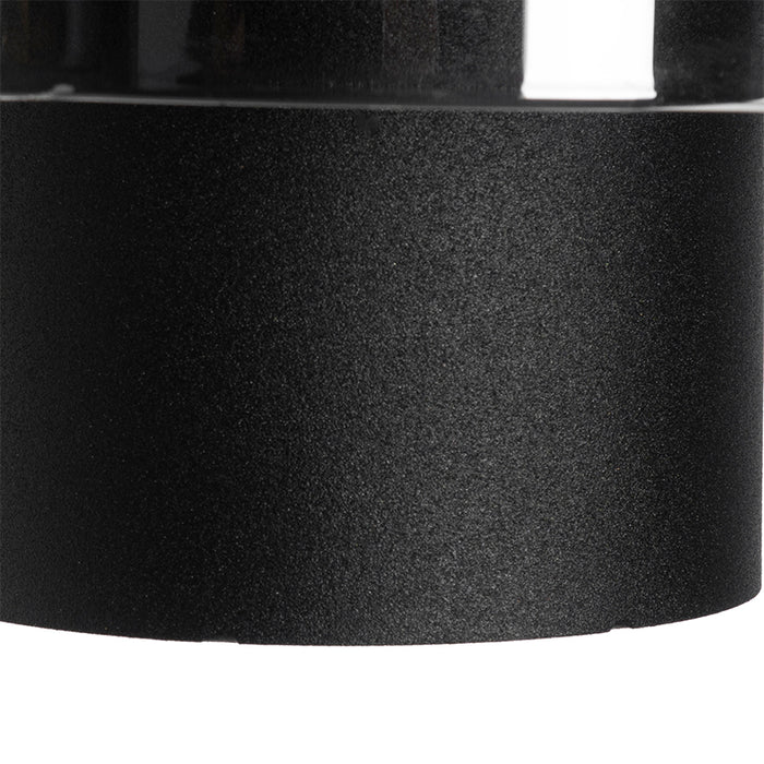 QAZQA Vintage wandlamp zwart met smoke glas - Vidra