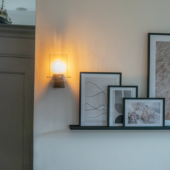 QAZQA Vintage wandlamp zwart met smoke glas - Vidra