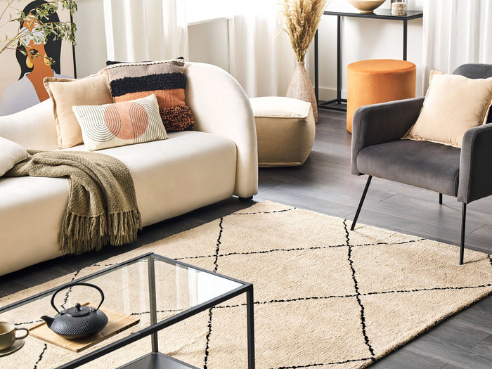 Beliani-MUTKI -Shaggy vloerkleed-Beige-140 x 200 cm-Polyester