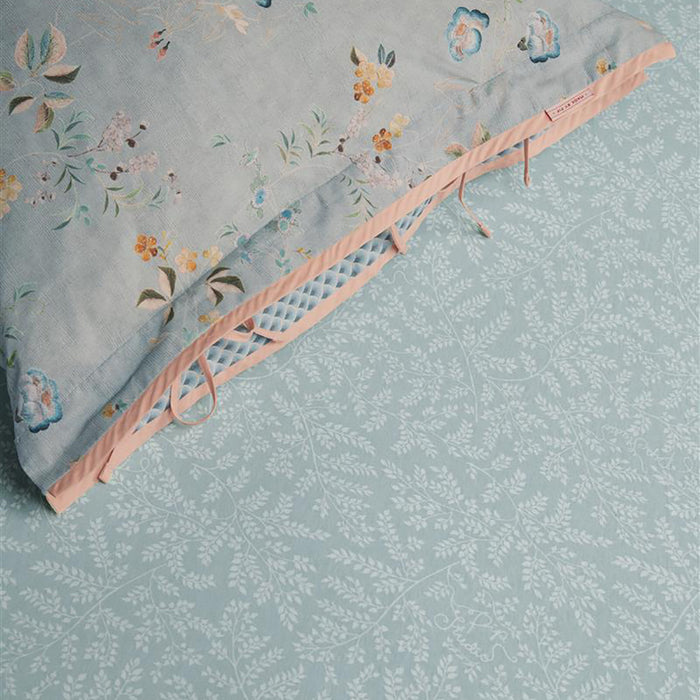 Pip Studio Leafy Hoeslaken 90 x 200/220 cm - Blauw/Grijs