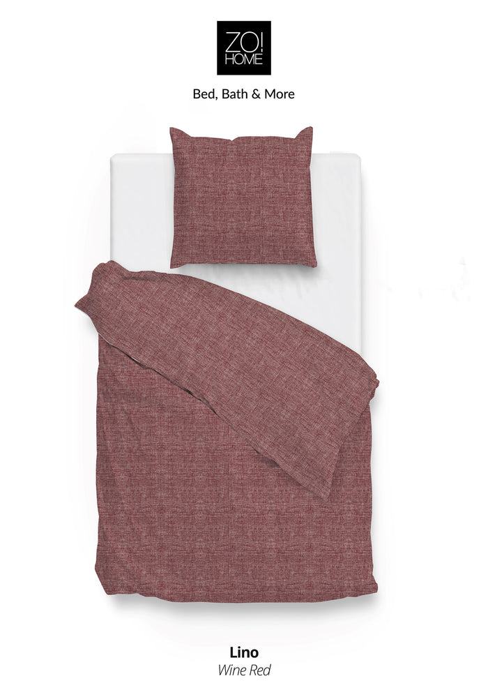 Zo Home Dekbedovertrek Katoen Lino Linnen Look wine red