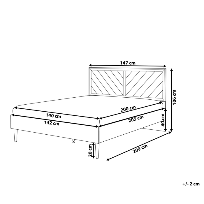 Beliani-MIALET -Bed LED-Donkere houtkleur-140 x 200 cm-Vezelplaat