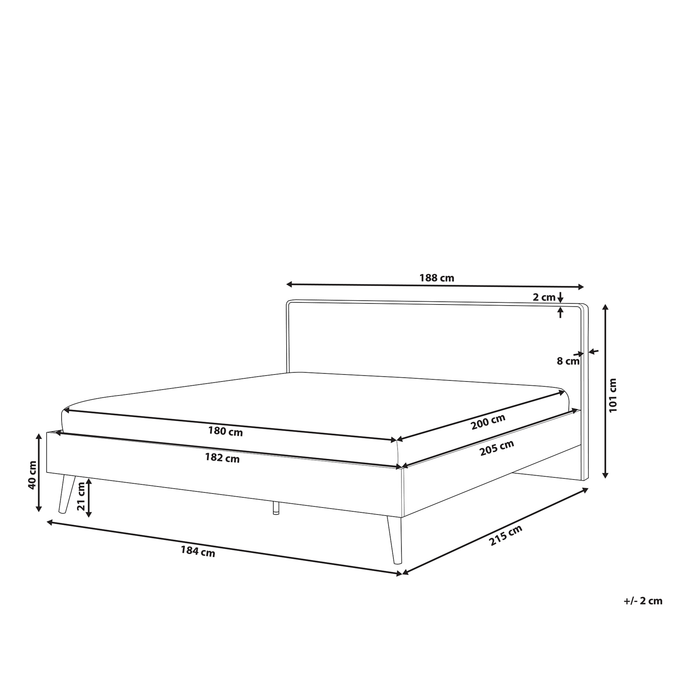 Beliani-SERRIS -Tweepersoonsbed LED-Lichte houtkleur-180 x 200 cm-MDF