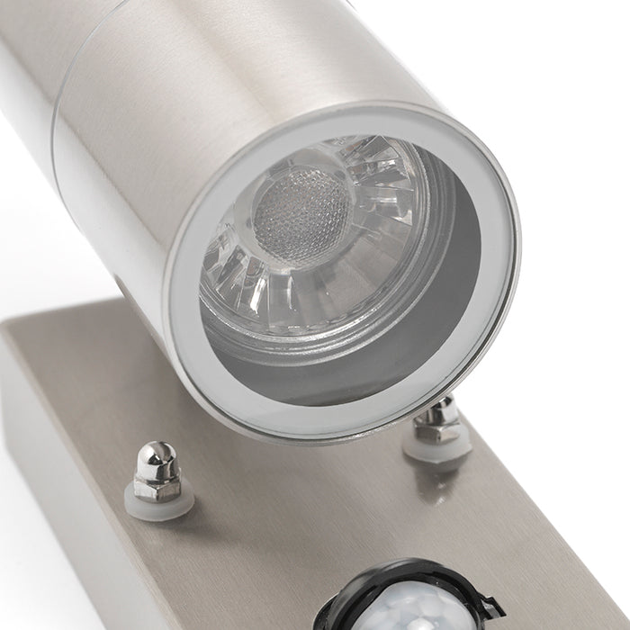 QAZQA Buitenwandlamp staal 2-lichts IP44 met bewegingssensor - Duo