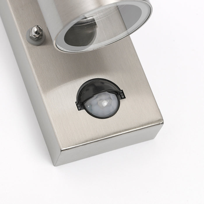 QAZQA Buitenwandlamp staal 2-lichts IP44 met bewegingssensor - Duo