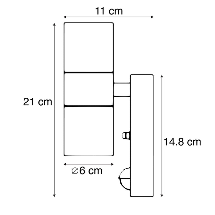 QAZQA Buitenwandlamp staal 2-lichts IP44 met bewegingssensor - Duo