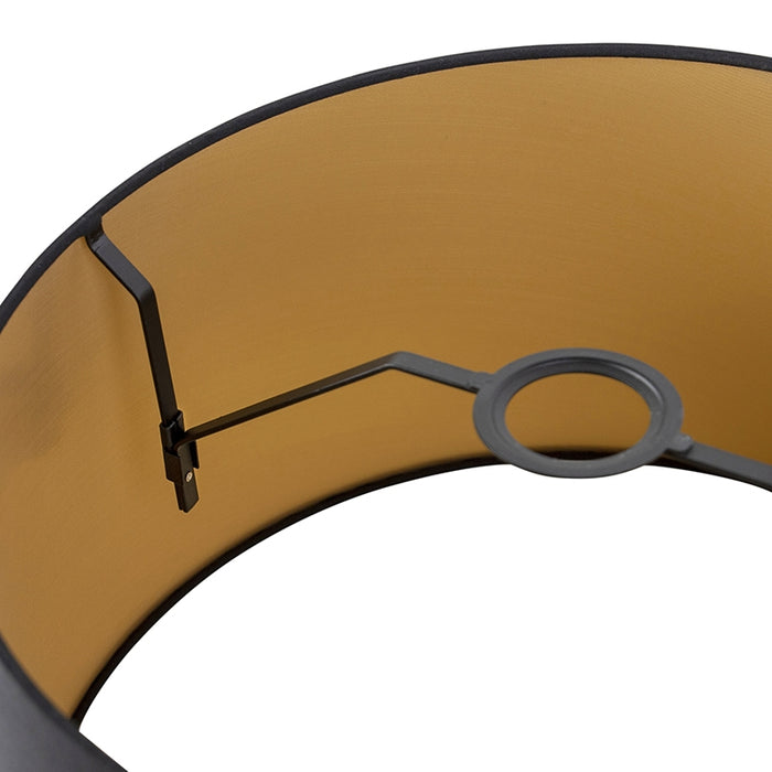 QAZQA Katoenen lampenkap zwart 40|35|22 met gouden binnenkant