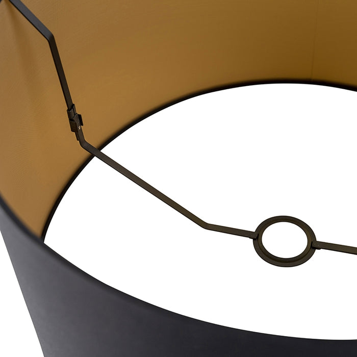 QAZQA Katoenen lampenkap zwart 45|50|28 met gouden binnenkant