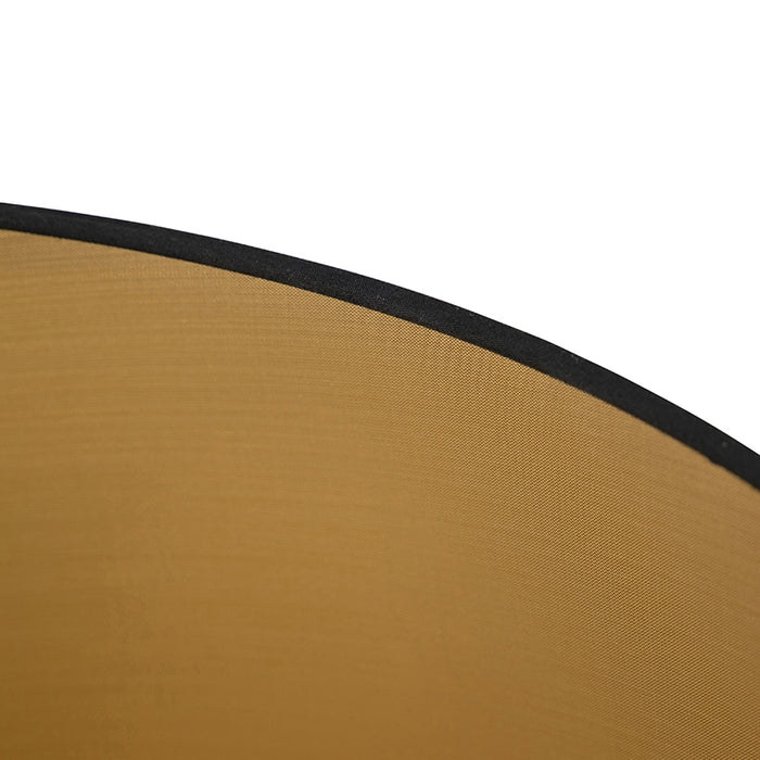 QAZQA Katoenen lampenkap zwart 45|50|28 met gouden binnenkant