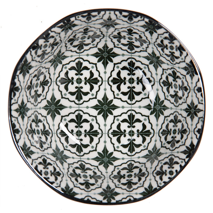 Clayre & Eef Soepkom  Ø 13 cm Wit Zwart Keramiek Rond Serveerkom