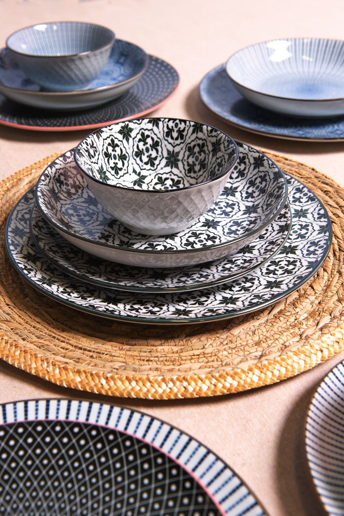 Clayre & Eef Soepkom  Ø 13 cm Wit Zwart Keramiek Rond Serveerkom