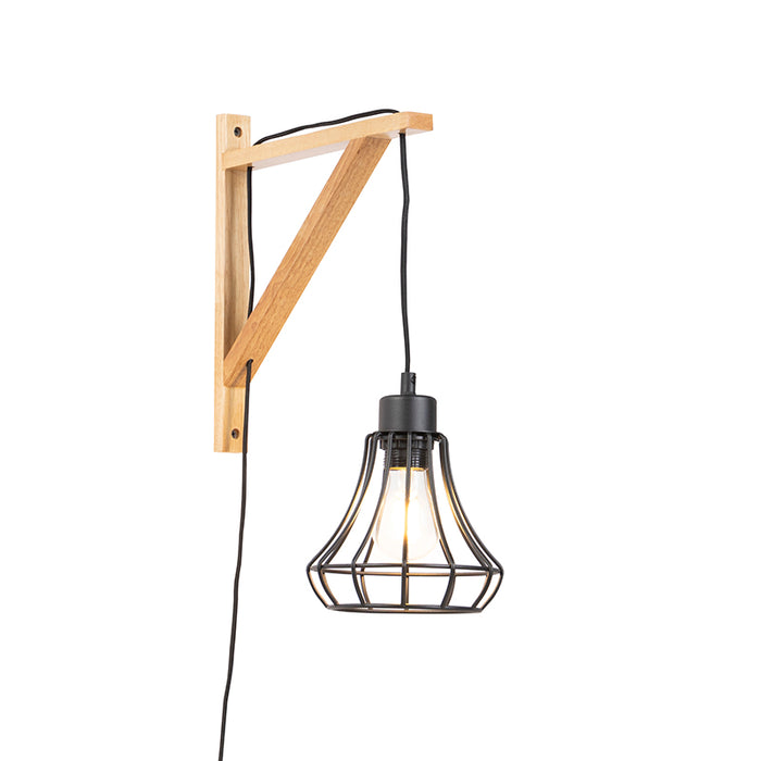 QAZQA Wandlamp galgje - Bruin - Landelijk - L 330mm