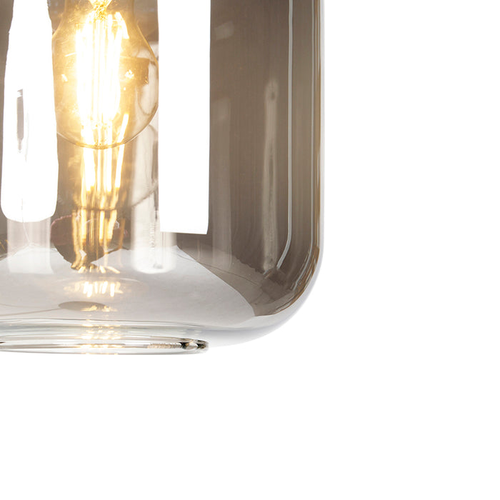 QAZQA Design vloerlamp zwart met goud en smoke glas - Zuzanna