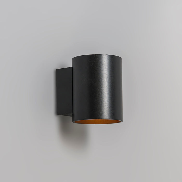 QAZQA Wandlamp zwart met goud rond - Sola