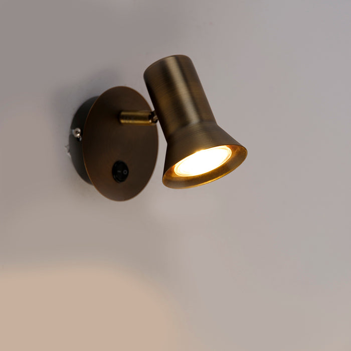 QAZQA Wandspot brons draai- en kantelbaar met schakelaar - Karin 1