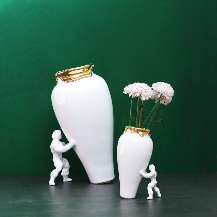 Jasmin Djerzic My Superhero vaas maat S Wit| Goud