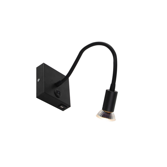 QAZQA Moderne flexibele wandlamp USB zwart - Zeno