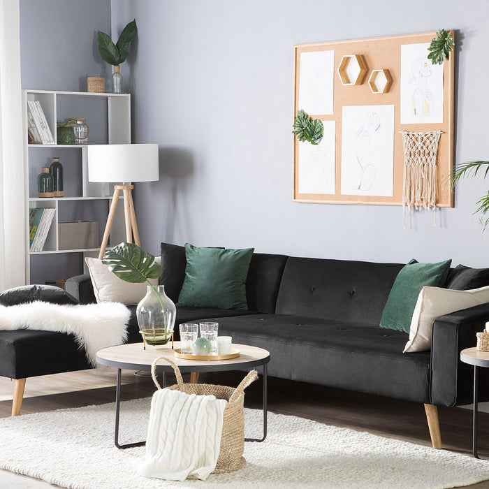 Beliani-VADSO-Hoekslaapbank-Zwart-Rechterzijde-303 cm-Fluweel