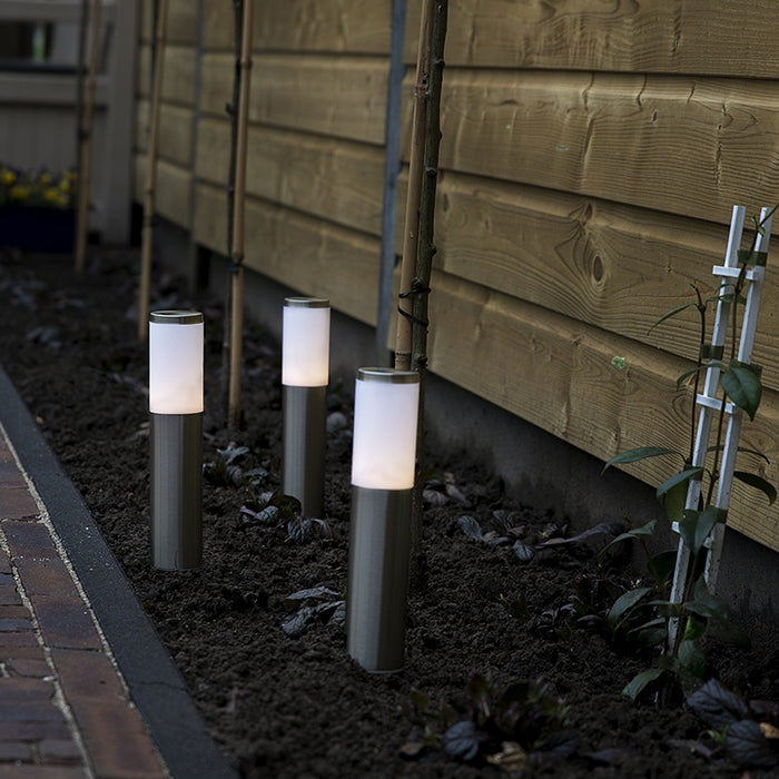 QAZQA Set van 3 prikspots staal incl. LED IP44 solar- Rox