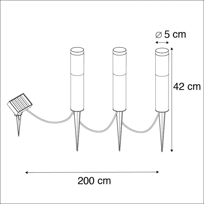 QAZQA Set van 3 prikspots staal incl. LED IP44 solar- Rox