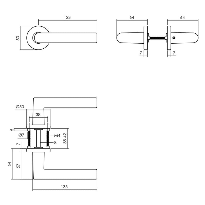 Intersteel Deurkruk Broome op rozet ø50x7 mm aluminium zwart
