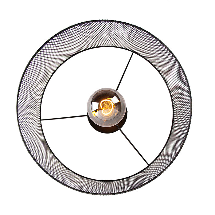 QAZQA Industriële plafondlamp zwart - Drum Mesh