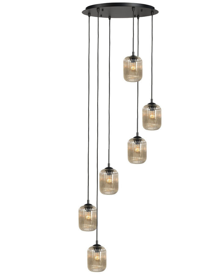 Highlight Hanglamp Castel Amber 6 Lichts 50cm Ø