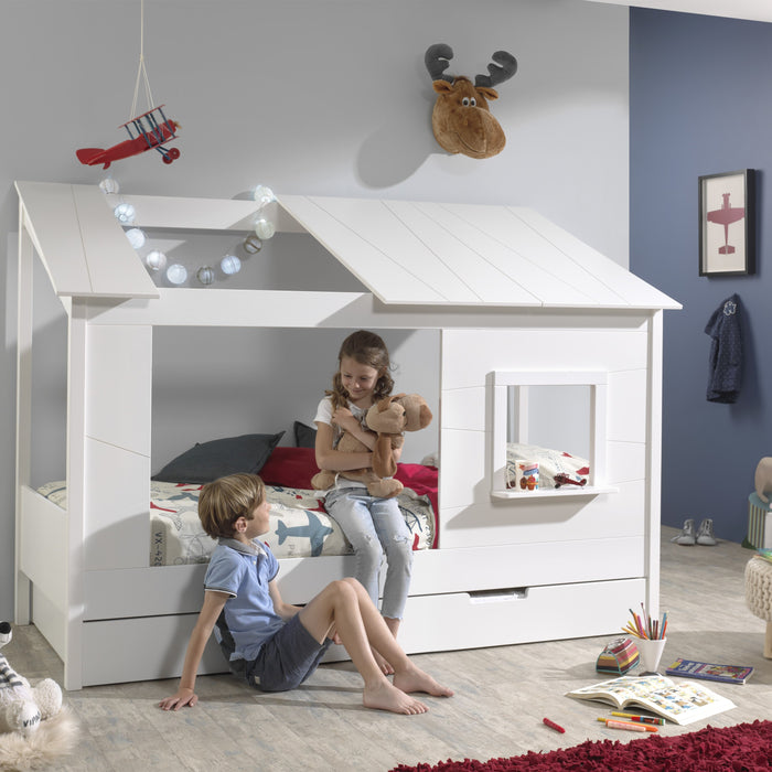 Vipack Housebed Huisbed Met Open Dak 90 x 200 cm + Venster En Bedlade