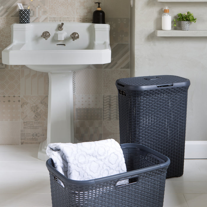 Curver 2-delige Wasboxen- en mandenset Style 45L+60L antraciet