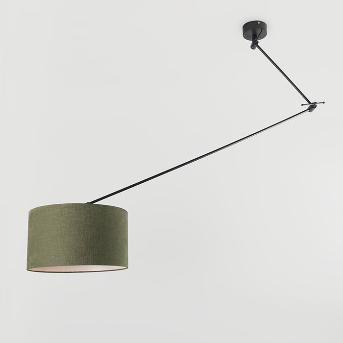 QAZQA Hanglamp zwart met kap 35 cm groen verstelbaar - Blitz