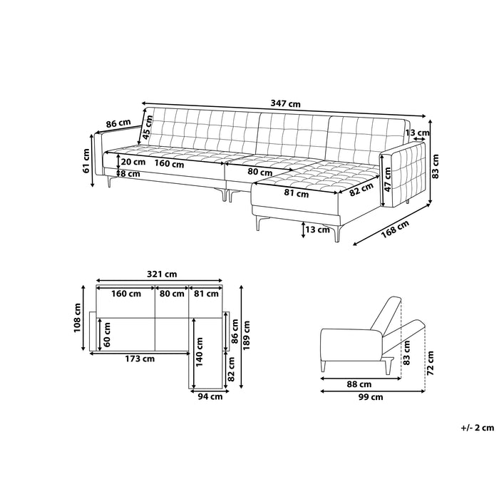 Beliani-ABERDEEN-Hoekslaapbank-Marineblauw-Links-347 cm-Fluweel