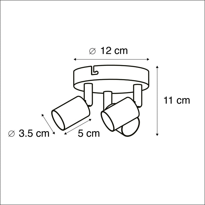 QAZQA Industriële spot zwart kantelbaar rond 3-lichts - Jeany