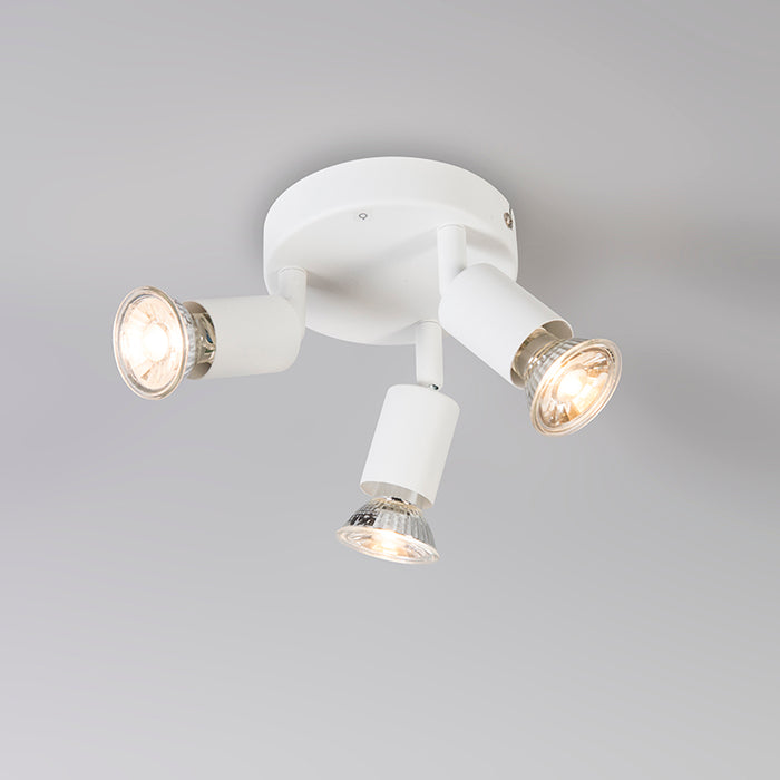QAZQA Moderne spot wit kantelbaar rond 3-lichts - Jeany