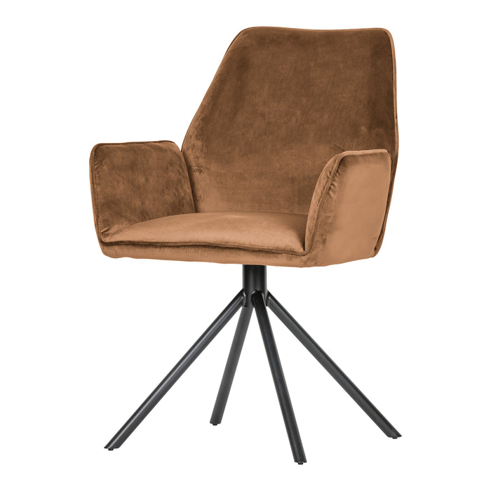 WOOOD Amber Eetkamerstoel - Fluweel Karamel