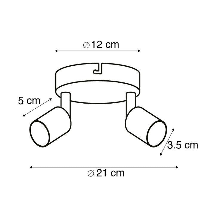 QAZQA Industriële spot zwart kantelbaar rond 2-lichts - Jeany
