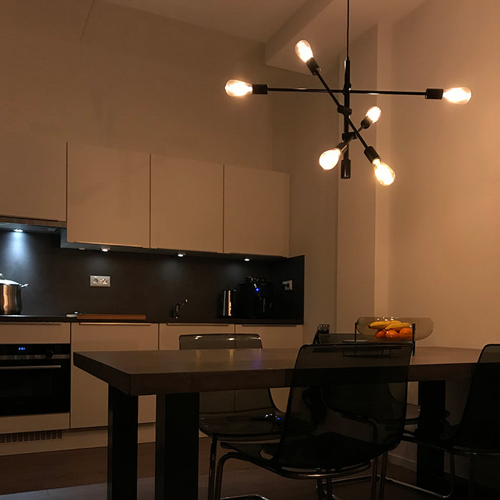 QAZQA Industriële hanglamp zwart 6-lichts - Sydney