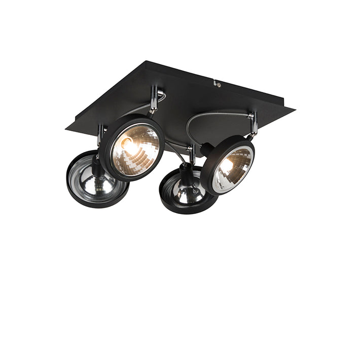 QAZQA Design spot zwart 4-lichts verstelbaar - Nox