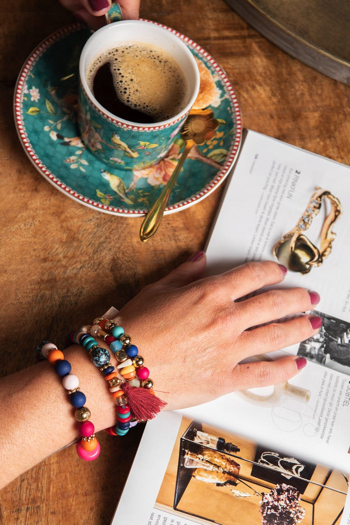 Clayre & Eef Theelepel  12 cm Goudkleurig Metaal Bloem Koffielepel