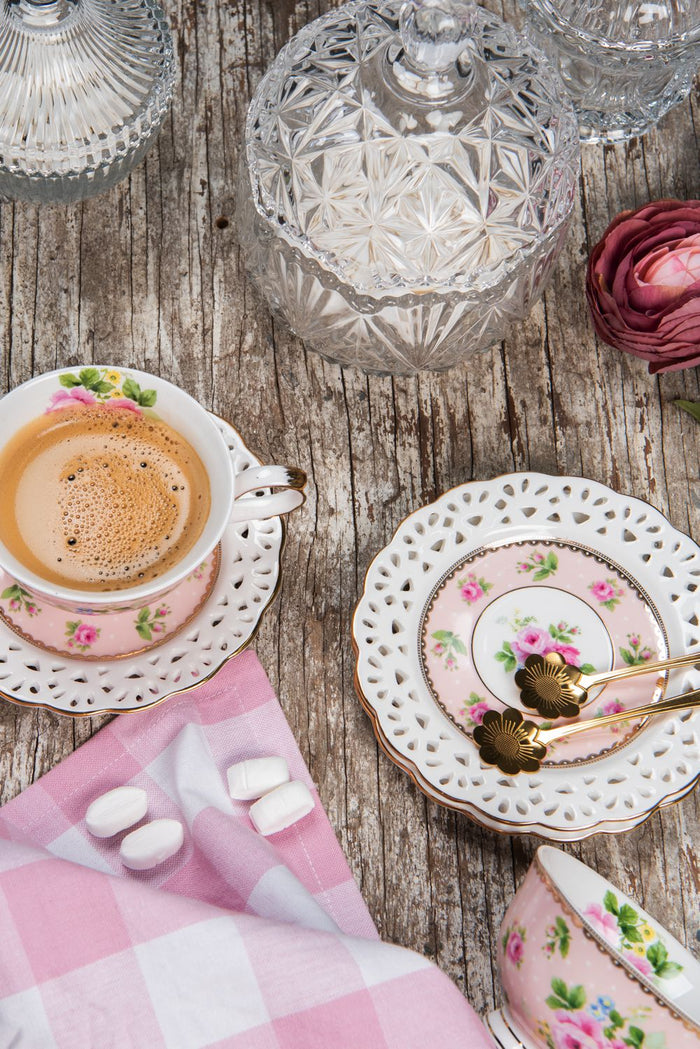 Clayre & Eef Theelepel  12 cm Goudkleurig Metaal Bloem Koffielepel