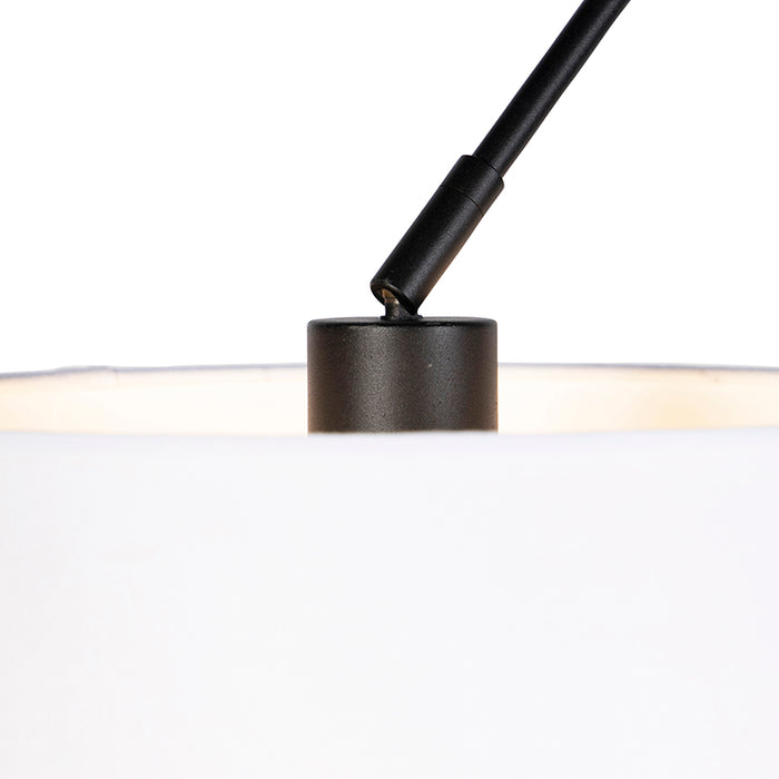 QAZQA Hanglamp zwart met linnen kappen wit 35 cm 2-lichts - Blitz