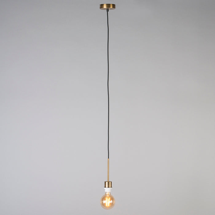 QAZQA Moderne hanglamp brons met kap 45 cm zwart - Combi 1