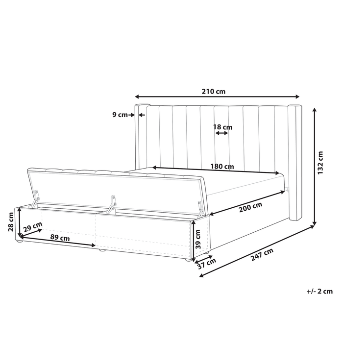 Beliani-NOYERS -Bed met opbergruimte-Pastelroze-180 x 200 cm-Fluweel