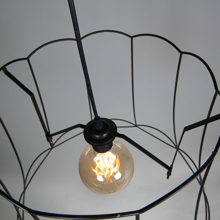QAZQA Retro hanglamp zwart 50 cm - Granny Frame